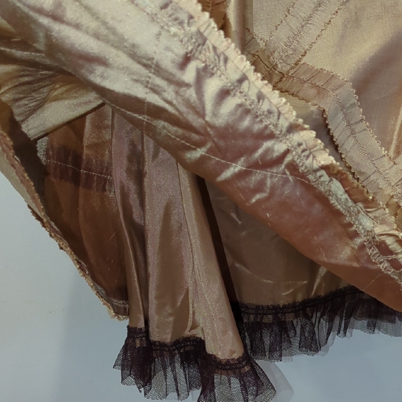 Nanette Lepore Y2K Girly Flirty Gold silk lace ruffle flare skirt Size 2 - Picture 4 of 8